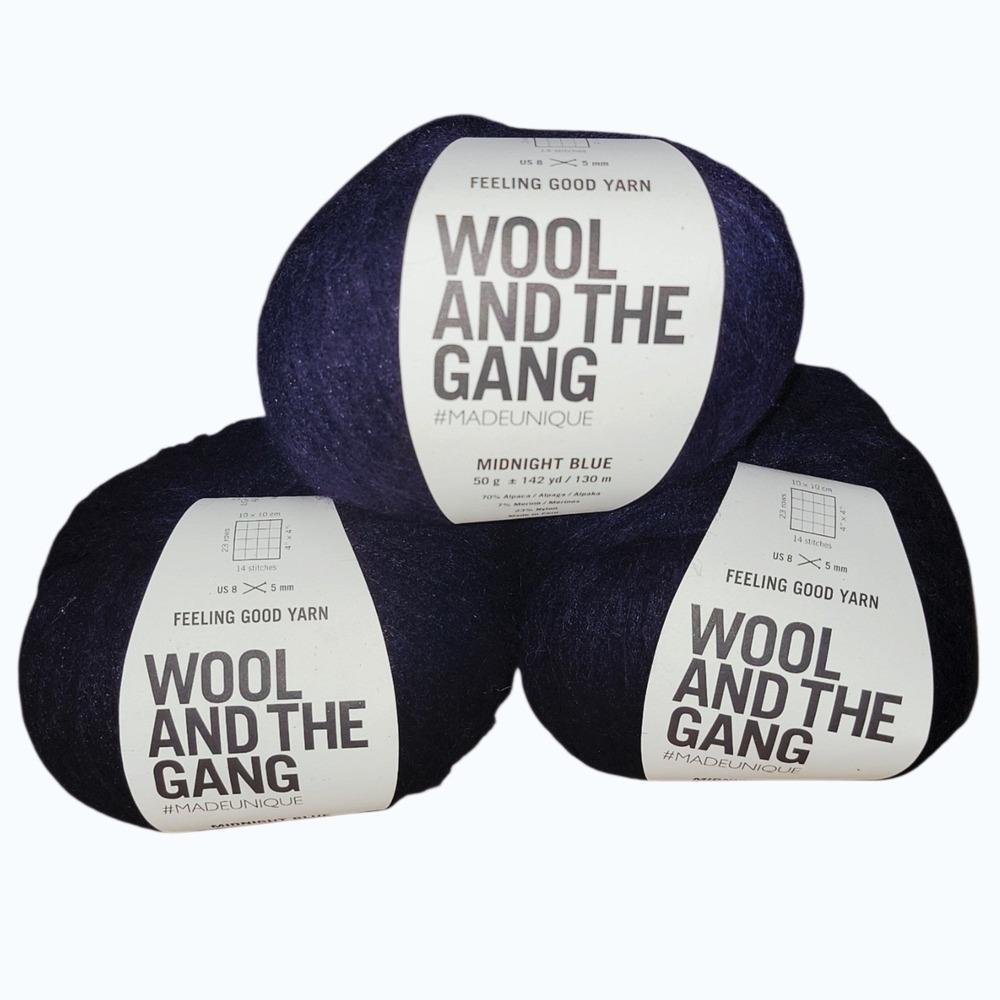 Wool and the Gang Feeling Good Yarn Midnight Blue Alpaca Merino Lot of 3 426 Yds